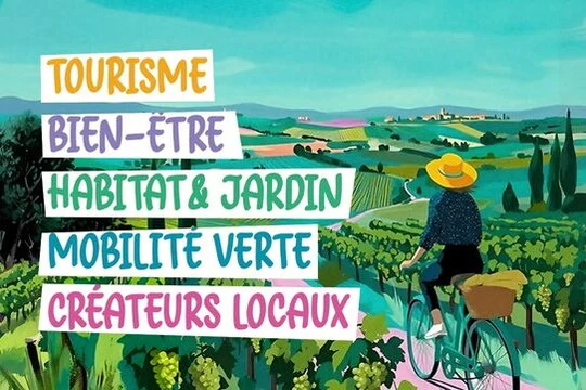 Affiche du salon avec le titre des 5 thématiques
